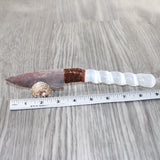 Selenite Spiral Handle Stone Blade Ornamental Knife #3163    Mountain Man Knife
