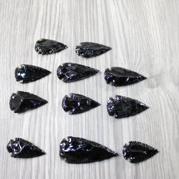 10 Large Obsidian Ornamental Arrowheads  #6145  Spearhead