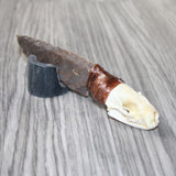 Mink Skull Handle Stone Blade Ornamental Knife #7464    Mountain Man Knife