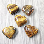 5 Tiger Eye Hearts Combined Weight of  492 Grams #6555    Gemstone Hearts
