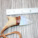Reindeer Antler Handle Opalite  Blade Knife Necklace  #5464  Mountain Man Necklace