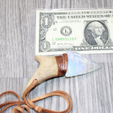 Reindeer Antler Handle Opalite  Blade Knife Necklace  #5464  Mountain Man Necklace