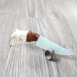 Beaver Jaw Handle Opalite Blade Ornamental Knife #1655     Mountain Man Knife