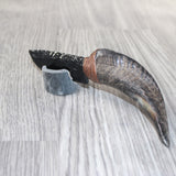 Goat Horn Handle Obsidian Blade Ornamental Knife #2464  Mountain Man Knife
