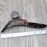 Goat Horn Handle Obsidian Blade Ornamental Knife #2464  Mountain Man Knife