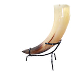 1 Polished Cow Horn With Stand #1955    Natural Colored