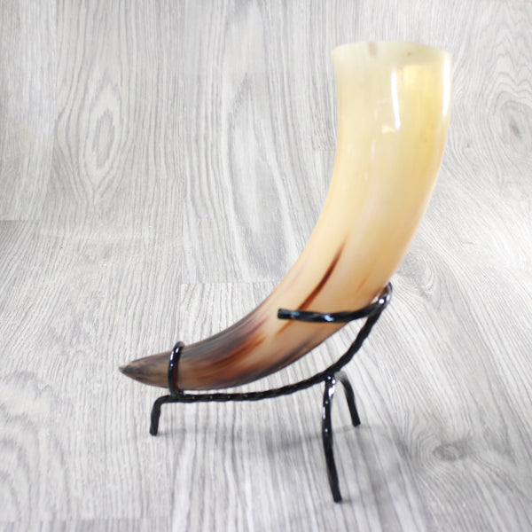 1 Polished Cow Horn With Stand #1955    Natural Colored