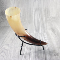 1 Polished Cow Horn With Stand #1955    Natural Colored