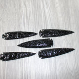 5 Obsidian Ornamental Spearheads  # 7664    Arrowhead
