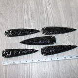 5 Obsidian Ornamental Spearheads  # 7664    Arrowhead