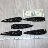 5 Obsidian Ornamental Spearheads  # 7664    Arrowhead