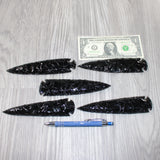 5 Obsidian Ornamental Spearheads  # 7664    Arrowhead