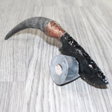 Springbok Horn Handle Obsidian Blade Ornamental Knife #6764  Mountain Man Knife