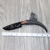 Springbok Horn Handle Obsidian Blade Ornamental Knife #6764  Mountain Man Knife