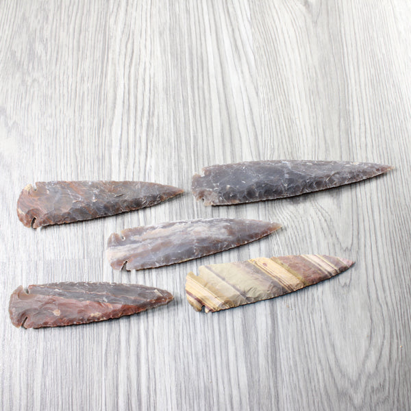 5 Stone Ornamental Spearheads  #6055     Arrowhead