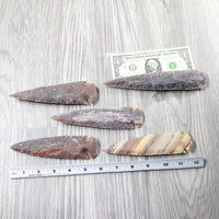 5 Stone Ornamental Spearheads  #6055     Arrowhead