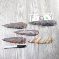 5 Stone Ornamental Spearheads  #6055     Arrowhead