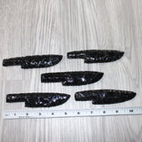 5 Obsidian Ornamental Knife Blades  #9764    Mountain Man Knife