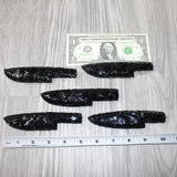 5 Obsidian Ornamental Knife Blades  #9764    Mountain Man Knife
