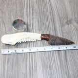 Deer Jaw Handle Stone Blade Ornamental Knife #0764    Mountain Man Knife