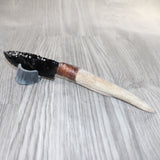 Axis Deer Antler Handle Obsidian Blade Ornamental Knife #9764  Mountain Man Knife