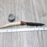 Axis Deer Antler Handle Obsidian Blade Ornamental Knife #9764  Mountain Man Knife