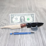 Axis Deer Antler Handle Obsidian Blade Ornamental Knife #9764  Mountain Man Knife