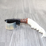 Coyote Jaw Handle Obsidian Blade Ornamental Knife #1864  Mountain Man Knife