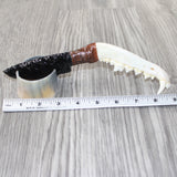 Coyote Jaw Handle Obsidian Blade Ornamental Knife #1864  Mountain Man Knife