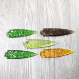 5 Glass Ornamental Spearheads  #6814  Arrowhead