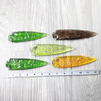 5 Glass Ornamental Spearheads  #6814  Arrowhead