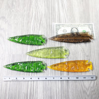 5 Glass Ornamental Spearheads  #6814  Arrowhead