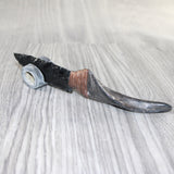 Goat Horn Handle Obsidian Blade Ornamental Knife #6964  Mountain Man Knife