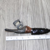 Goat Horn Handle Obsidian Blade Ornamental Knife #6964  Mountain Man Knife