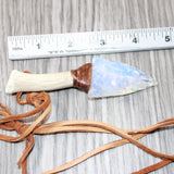 Antler Handle Opalite Blade Knife Necklace  #6964  Mountain Man Necklace