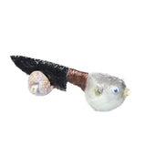 Parrot Puffer Fish Handle Obsidian Blade Ornamental Knife #6964  Mountain Man Knife