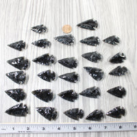 25 Small Obsidian Ornamental Arrowheads  # 3355   Spearhead