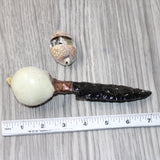Parrot Puffer Fish Handle Obsidian Blade Ornamental Knife #6964  Mountain Man Knife