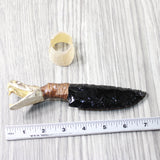 Rattlesnake Head Handle Obsidian Blade Ornamental Knife #4355  Mountain Man Knife