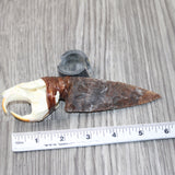 Muskrat Skull Handle Stone Blade Ornamental Knife #0964    Mountain Man Knife