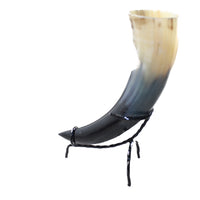1 Polished Cow Horn With Stand #4455    Natural Colored