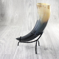 1 Polished Cow Horn With Stand #4455    Natural Colored