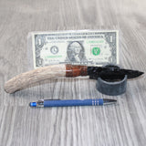 Axis Deer Antler Handle Obsidian Blade Ornamental Knife #1064  Mountain Man Knife