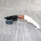 Coyote Jaw Handle Obsidian Blade Ornamental Knife #0064  Mountain Man Knife