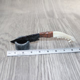 Coyote Jaw Handle Obsidian Blade Ornamental Knife #0064  Mountain Man Knife