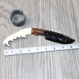 Coyote Jaw Handle Obsidian Blade Ornamental Knife #0064  Mountain Man Knife