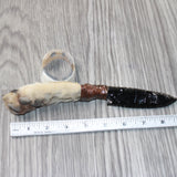 Coyote Foot Handle Obsidian Blade Ornamental Knife #9164  Mountain Man Knife