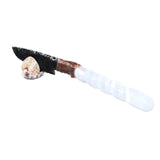 Selenite Spiral Handle Obsidian Blade Ornamental Knife #8164  Mountain Man Knife