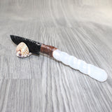 Selenite Spiral Handle Obsidian Blade Ornamental Knife #8164  Mountain Man Knife