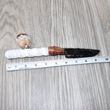 Selenite Spiral Handle Obsidian Blade Ornamental Knife #8164  Mountain Man Knife